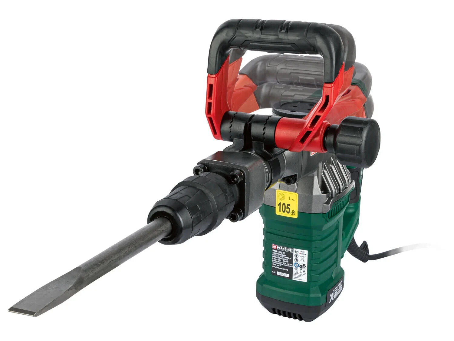 PARKSIDE demolition hammer 1300 watts with case, pointed and flat chisel 