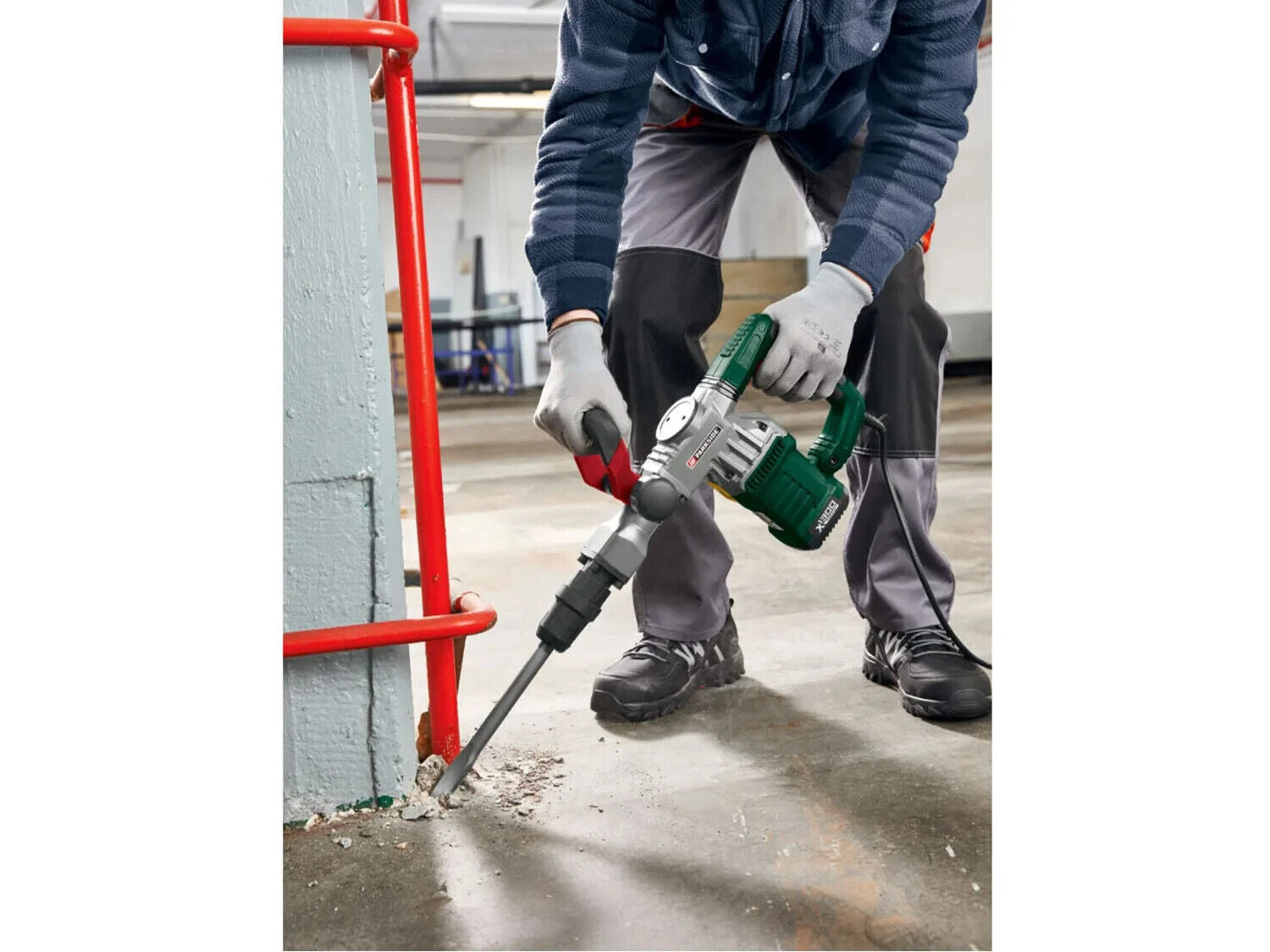 PARKSIDE demolition hammer 1300 watts with case, pointed and flat chisel 