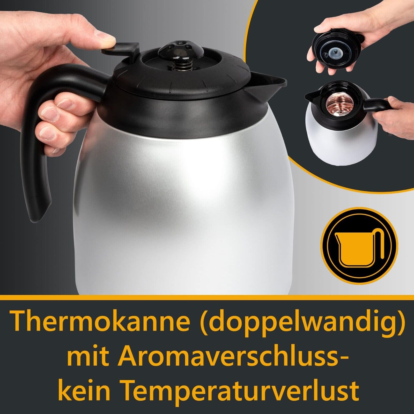 Clatronic Thermo-Coffee Machine KA 3327, 8-10 cups of coffee (approx. 1 liter) NEW