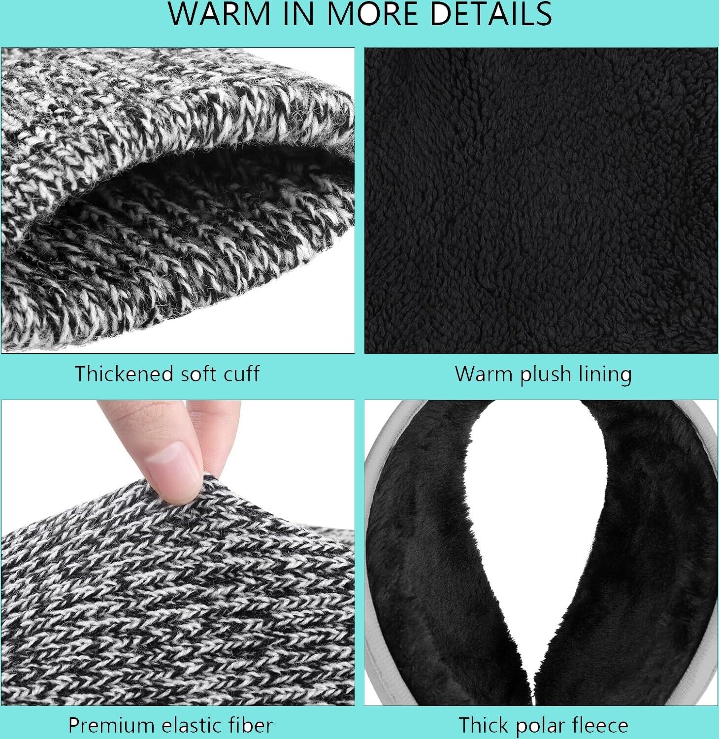 Herren Wintermütze Strickmütze Warme Schal Beanie  Handschuhe Set Mütze 4 Stück