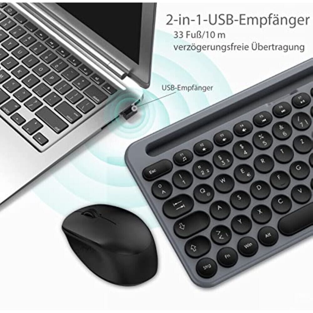 2 in 1 USB Wireless Tastatur und Maus Set Funk Kabellos Keyboard DE Pink NEU✅