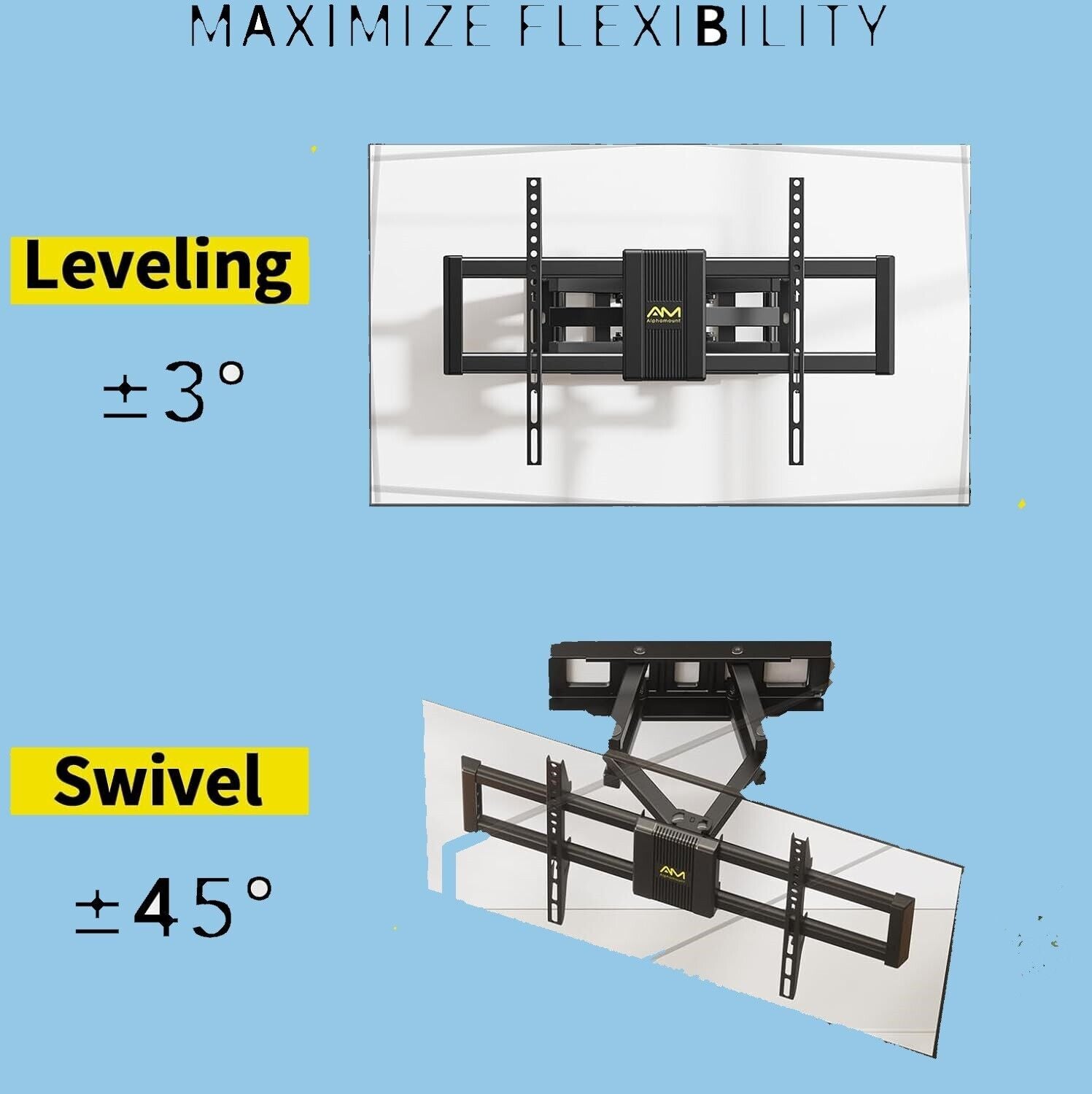 Alphamount TV Wandhalterung Schwenkbar Für 37-75 Zoll Fernseher, Neigbar Ausfahr