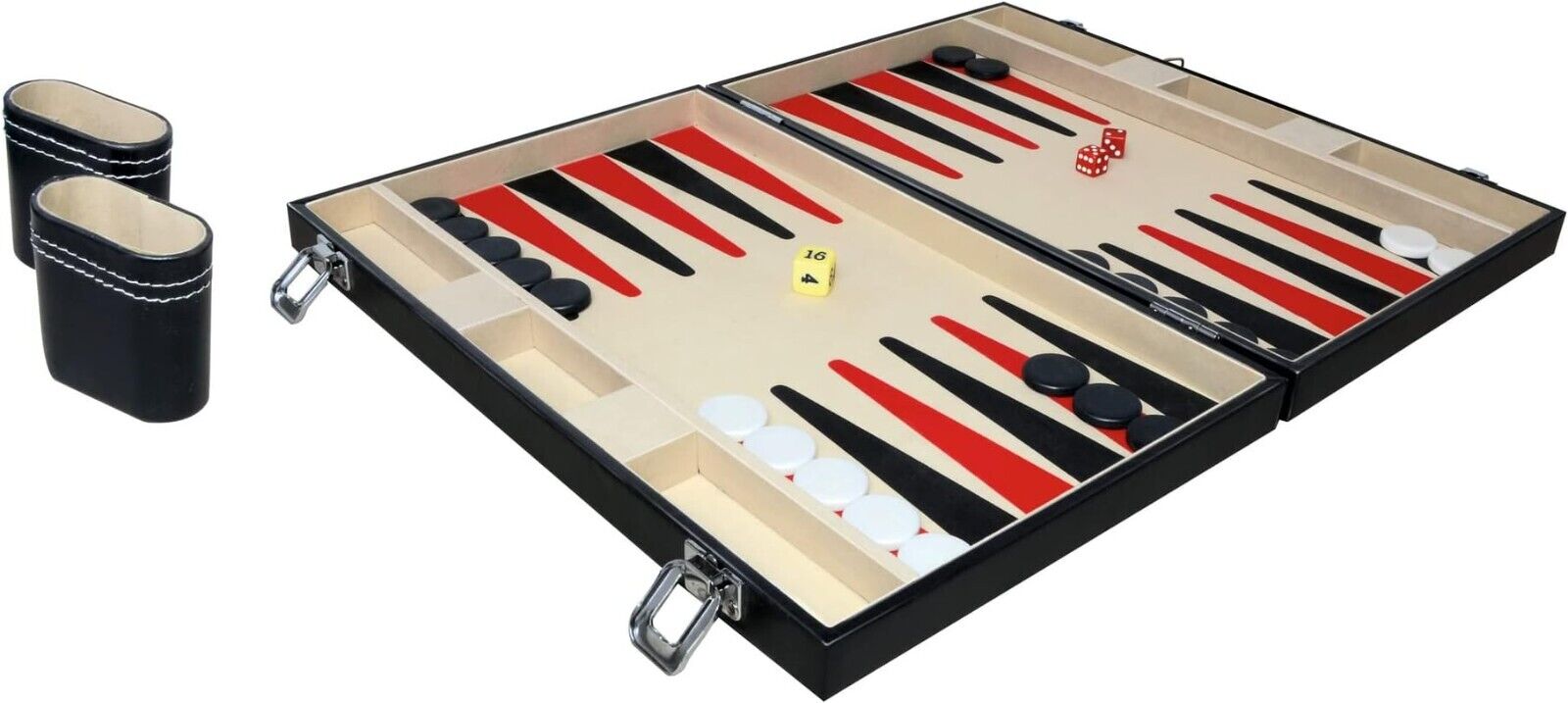 Noris 606101712 - Deluxe Backgammon im Koffer, Strategiespiel im handlichen Koff