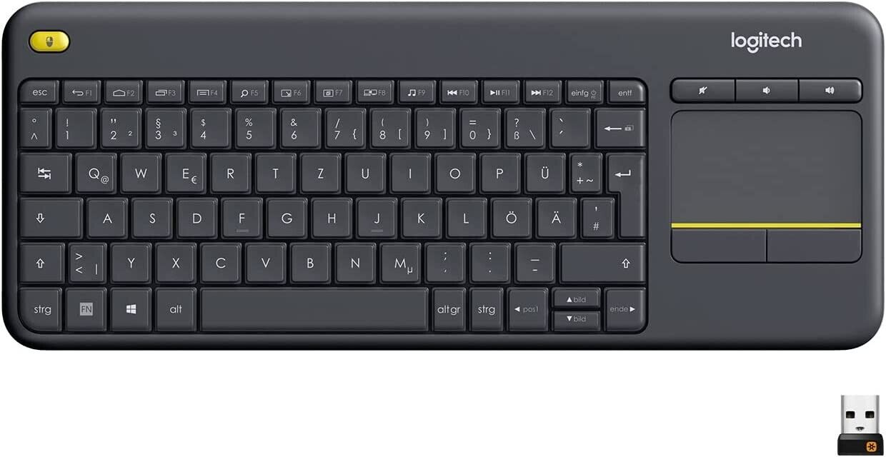 Logitech Wireless Touch Keyboard K400 Plus inklusive Touchpad, Tastatur, kabello