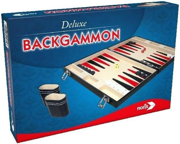 Noris 606101712 - Deluxe Backgammon im Koffer, Strategiespiel im handlichen Koff