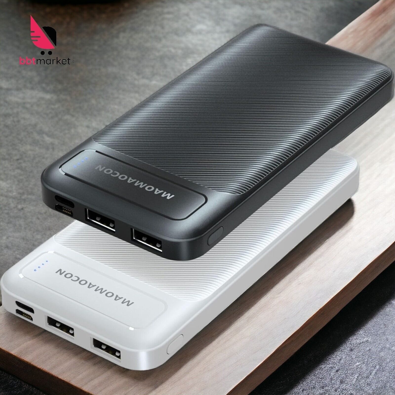 Powerbank (2 Stück), 10600mAh, USB C, 3 Ports Anschlüsse, z.B. für Smartphones