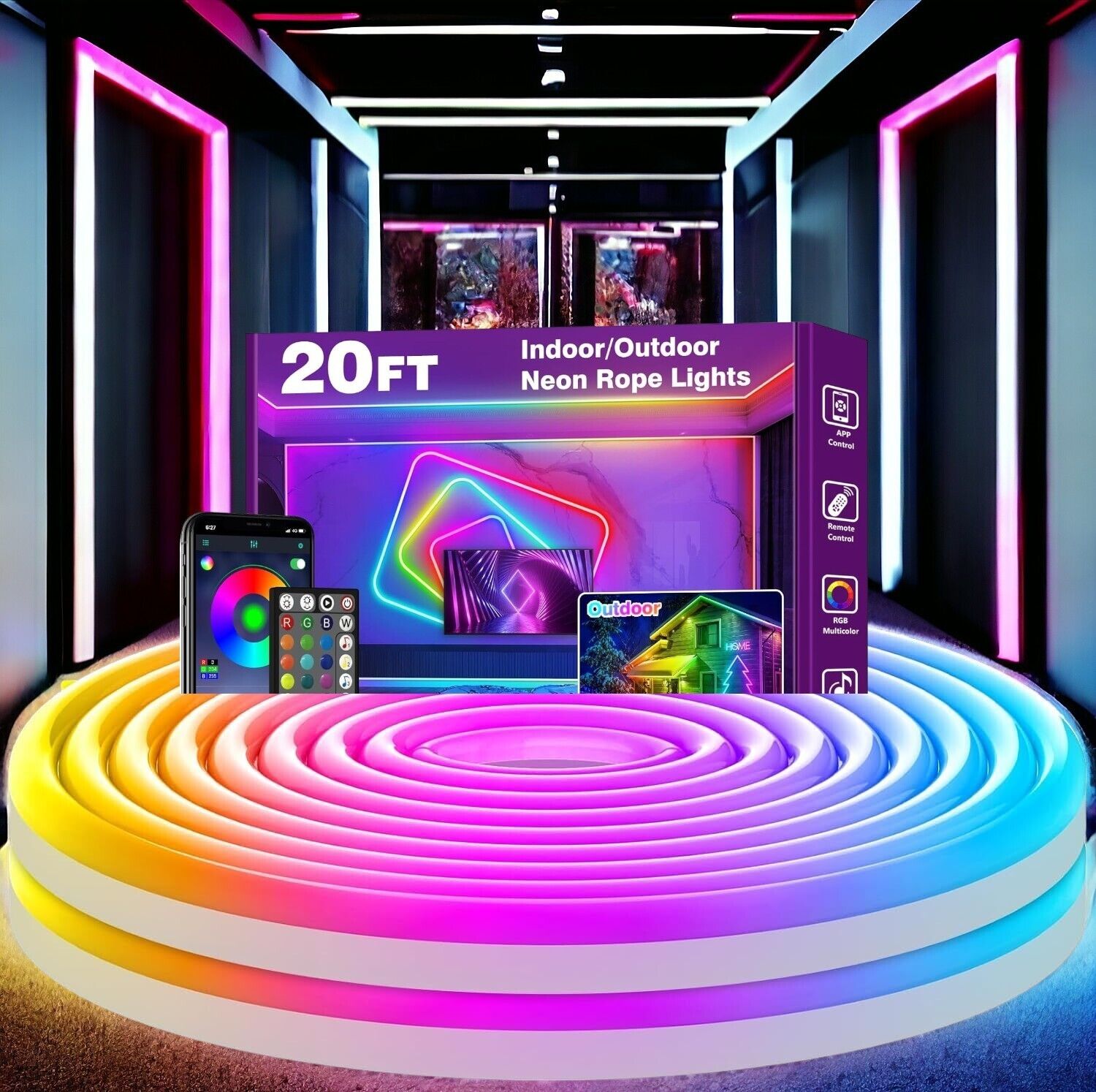 RGB Neon LED Streifen Strip 6m IP65 Flex Lichtschlauch diffus Lichtband Dimmbar