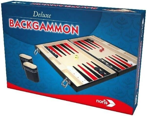 Noris 606101712 - Deluxe Backgammon im Koffer, Strategiespiel im handlichen Koff