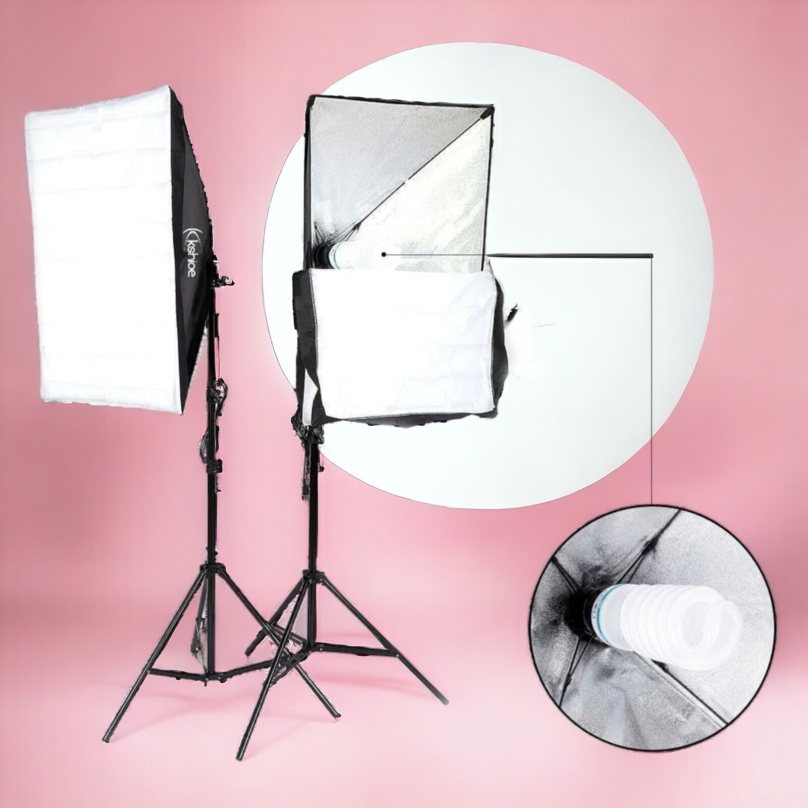 Softbox Set Fotostudio 50 X 70Cm, Dauerlicht Studioleuchte Set E27 85W 5500K 2m