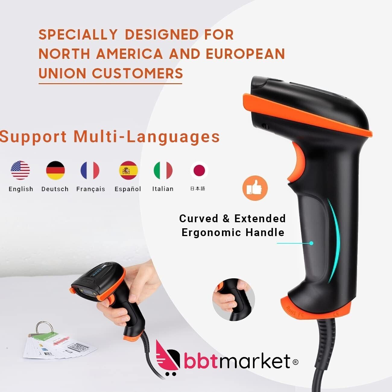 Barcode-Scanner D Laser USB Wired Kabelgebunden Handheld Barcodescanner Handheld