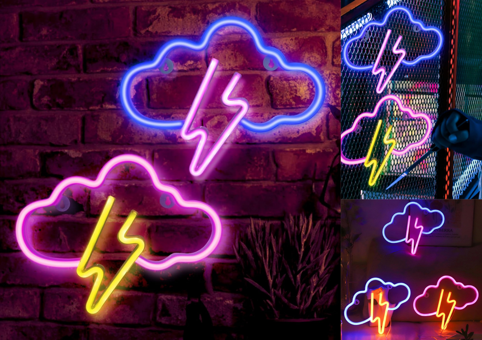 Blitz Neonlicht,2 Stück LED Wolke Neon Sign,Neonschild,Neon-Nachtlicht Kiosk Bar