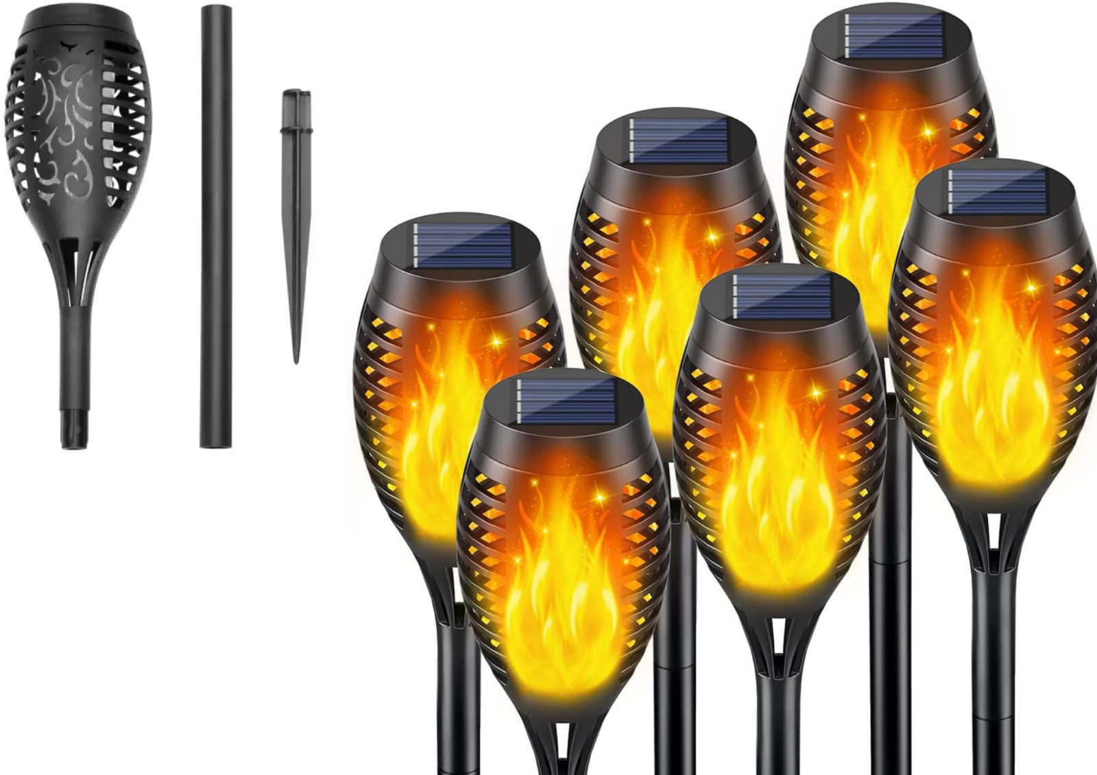 Solarleuchte LED Garten Beleuchtung Solar Licht Lampe Fackel Leuchte Flamme DE..