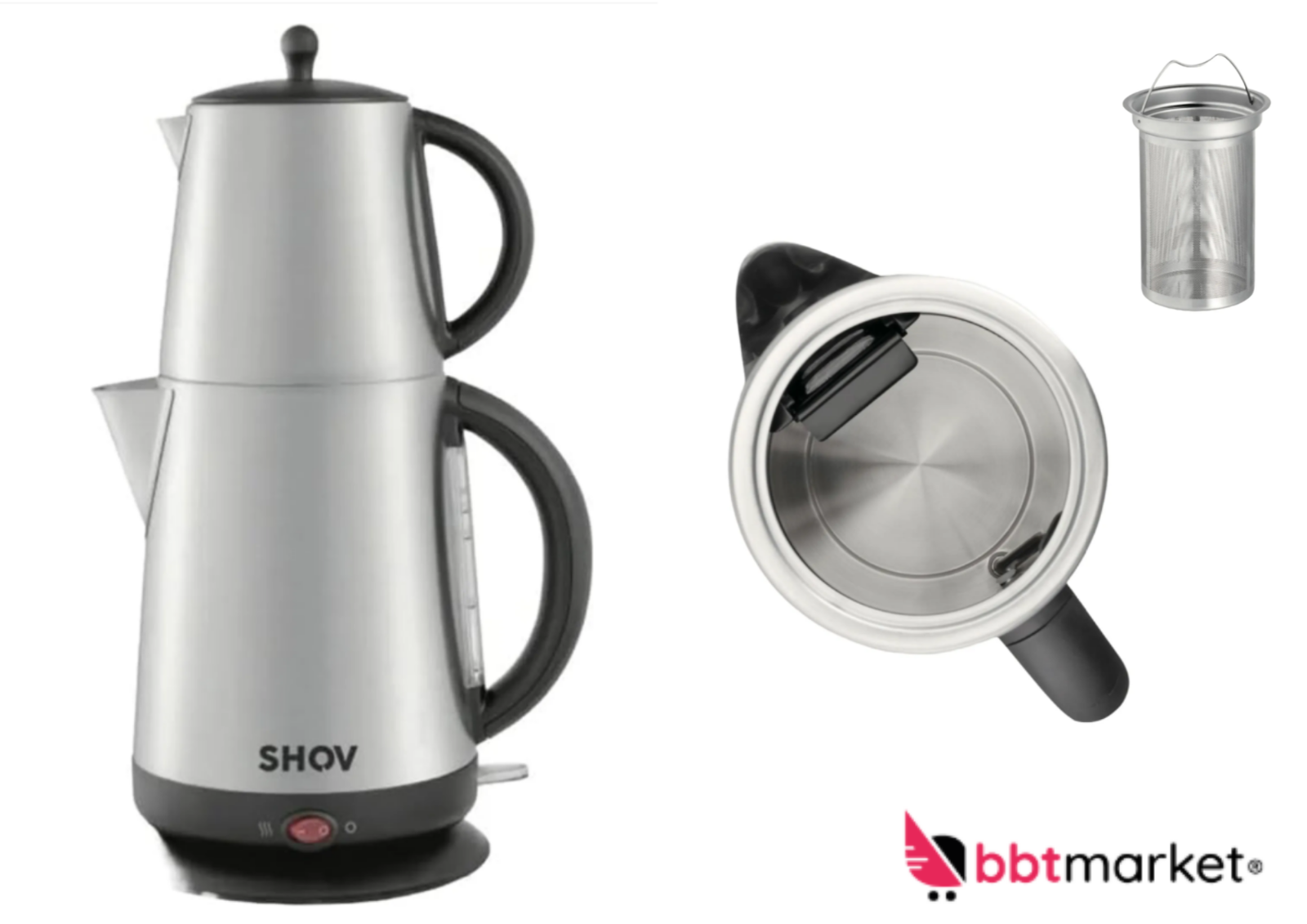 🔥 SHOV Edelstahl Tee-Kocher 2000W – 1,7L Wasserkocher & 1,1L Teekanne ☕✨