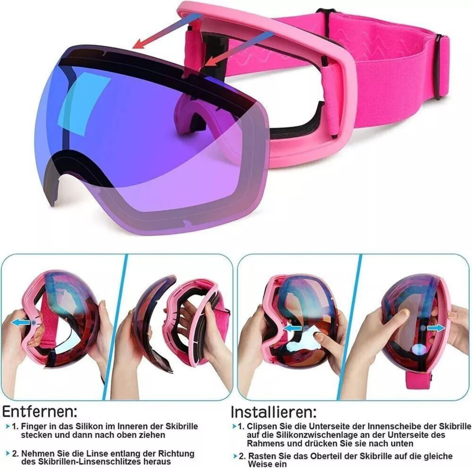 Unisex Skibrille für Damen und Herren Snowboard Brille Schneebrille UV-Schutz de