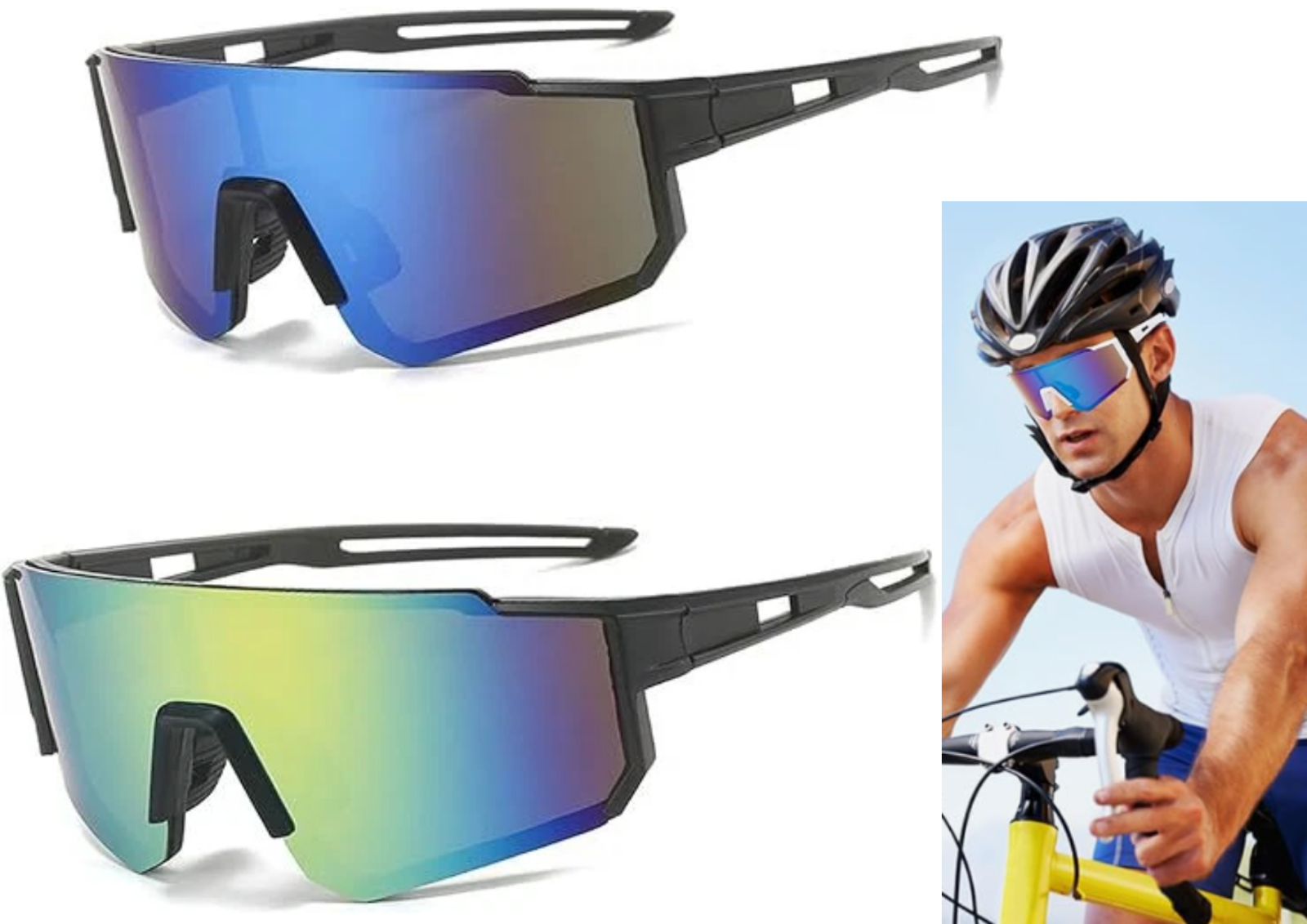 2 stück Fahrradbrille Sonnenbrille Fahrrad Brille Sportbrille Herren Sport MTB