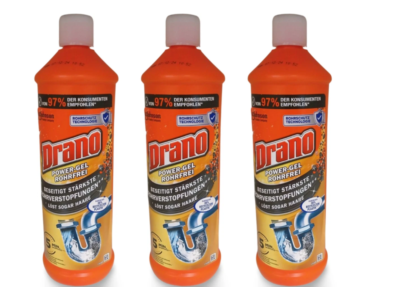 Drano Power Gel Rohrreiniger – Extra starke Reinigung für verstopft (1-3er) Pack
