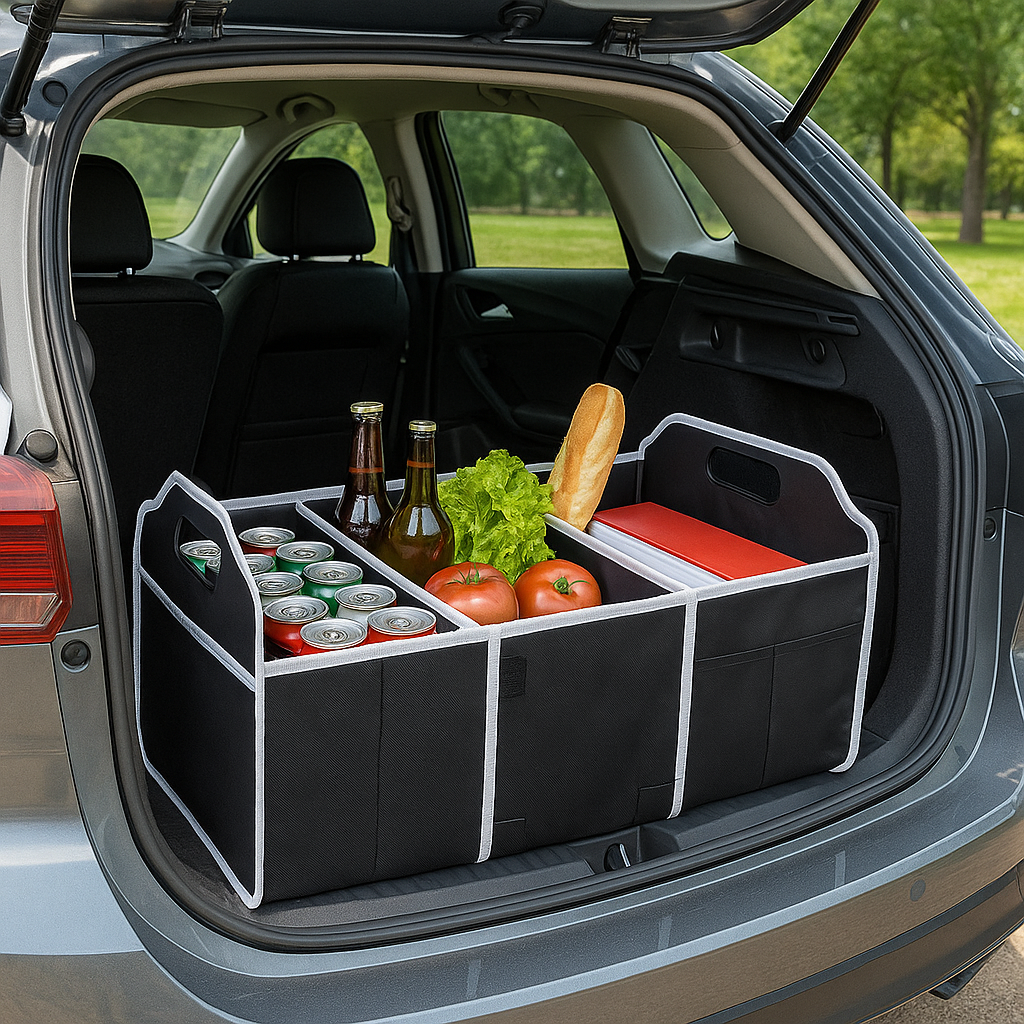 Faltbarer Auto Kofferraum Organizer 3 Fächer Aufbewahrungsbox Tasche Schwarz 🚗