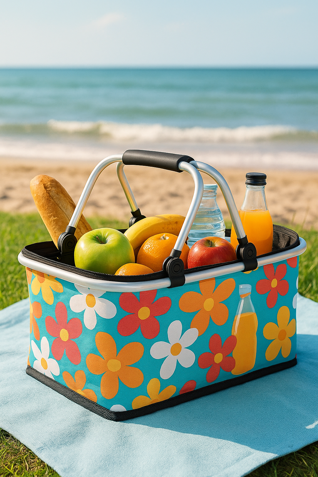 Thermo Einkaufskorb Faltbar 48x28x22cm – Picknickkorb mit Deckel Alu  🧊❄️🧳⛱️🥤