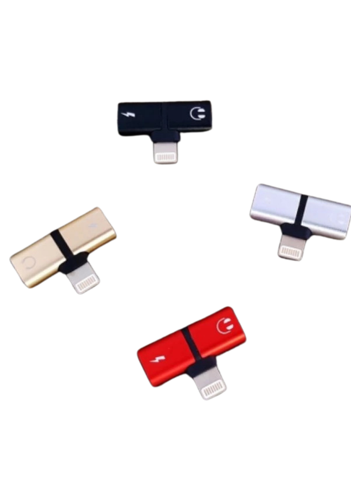 iPhone Dongle Splitter Audio & Laden Adapter Farbmix mit Tasche