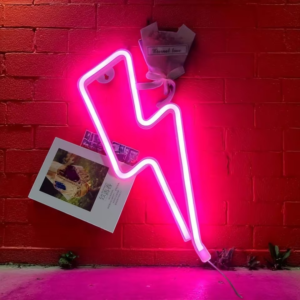 LED Blitz Neonlicht Rosa USB/Batterie Wanddeko Party Geburtstag Valentinstag ⚡⚡⚡