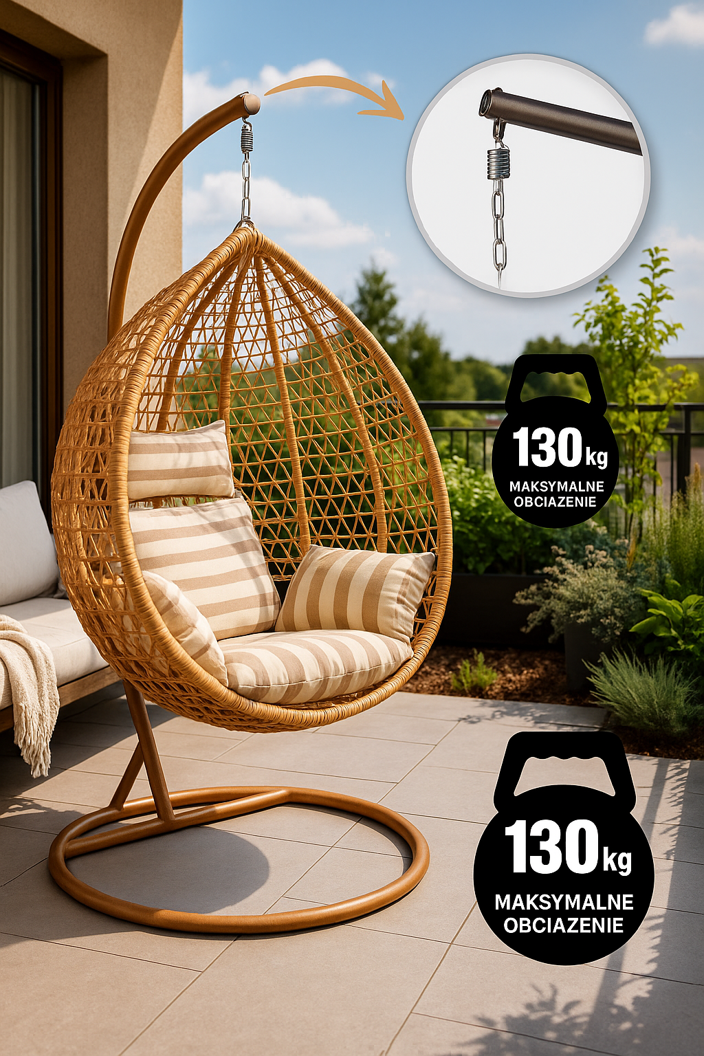 Hängesessel Cocoon Schaukelstuhl Hängestuhl Garten Indoor Outdoor inkl. Kissen