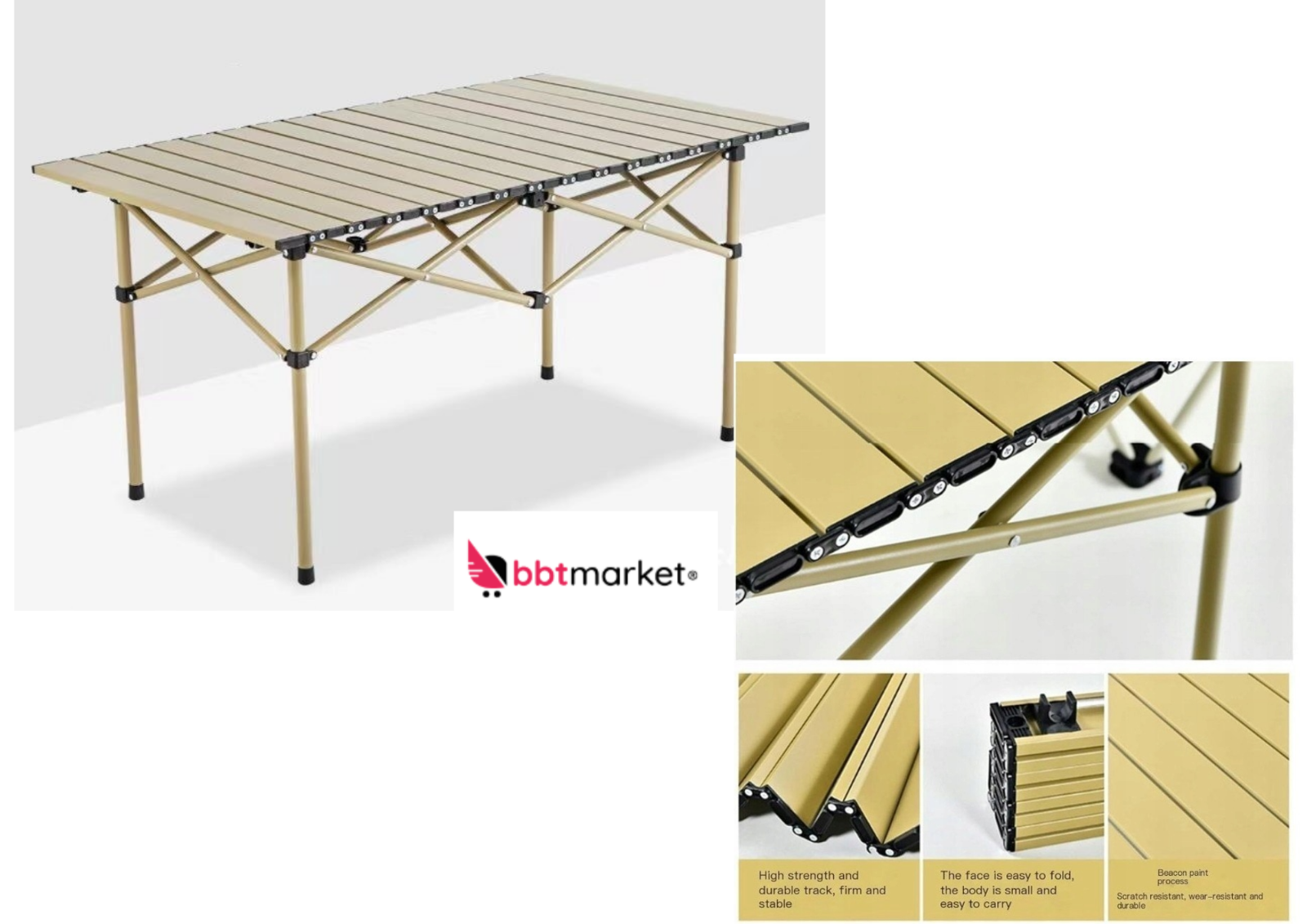 Klappbarer Campingtisch 95x56 cm – Faltbar, Stabil, Outdoor mit Tragetasche