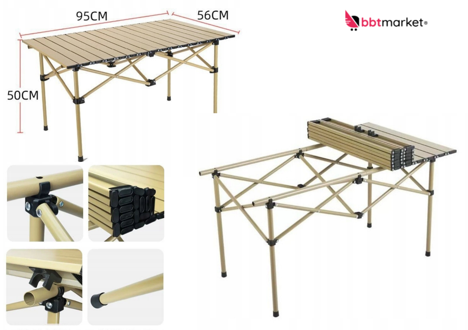 Klappbarer Campingtisch 95x56 cm – Faltbar, Stabil, Outdoor mit Tragetasche