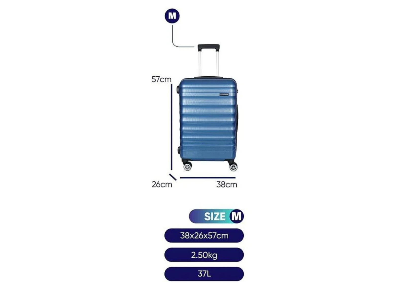 Hartschalenkoffer Trolley Blau – M / L / XL / 3er Set – 4 Rollen, ABS