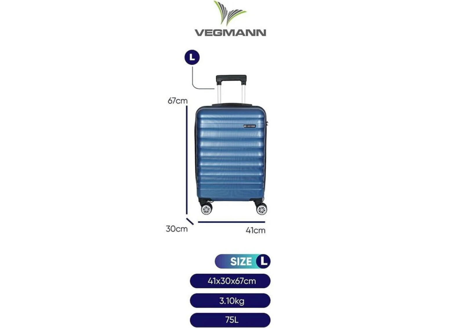 Hartschalenkoffer Trolley Blau – M / L / XL / 3er Set – 4 Rollen, ABS