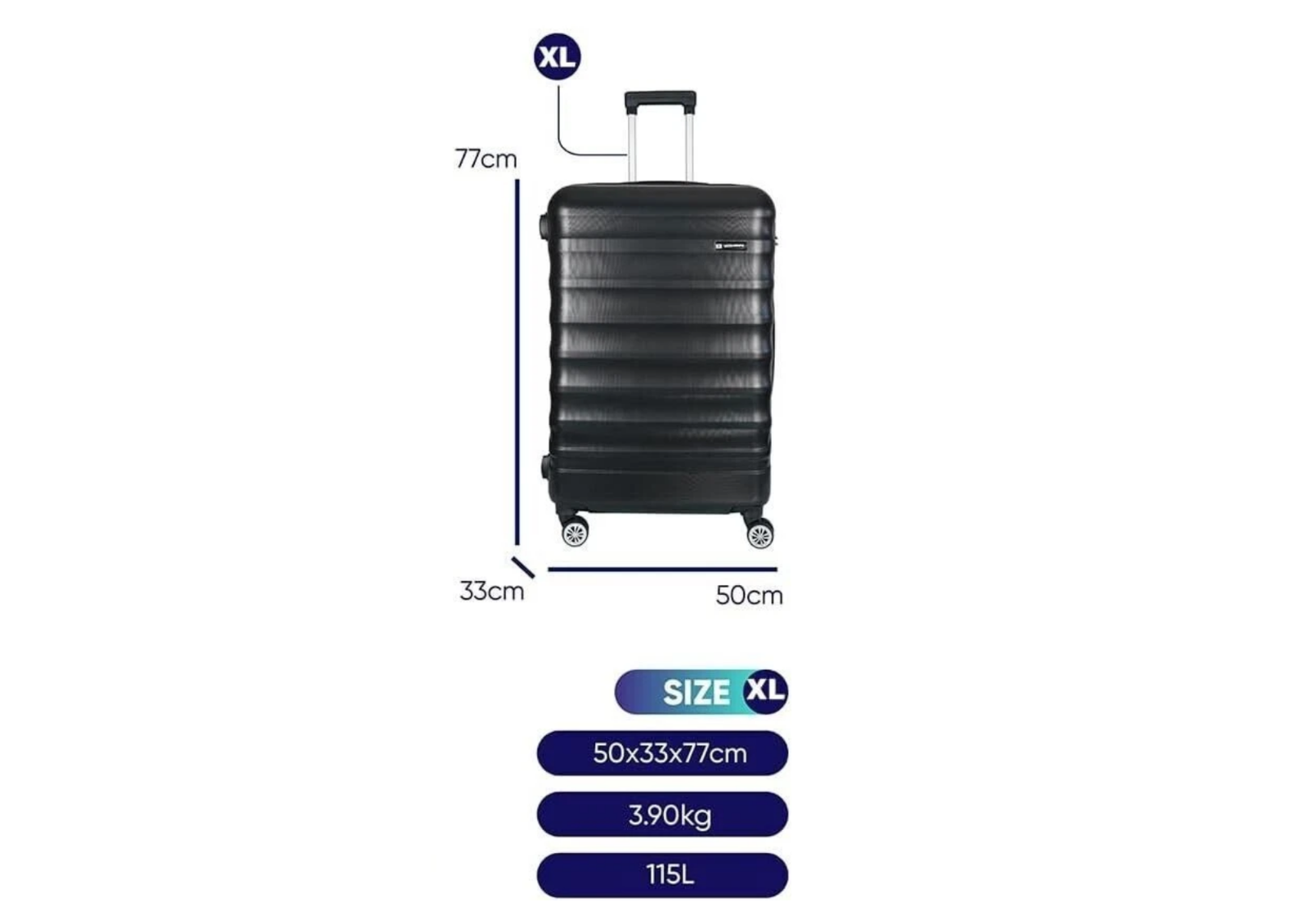 Hartschalenkoffer Trolley Schwarz – M / L / XL / 3er Set – 4 Rollen, ABS