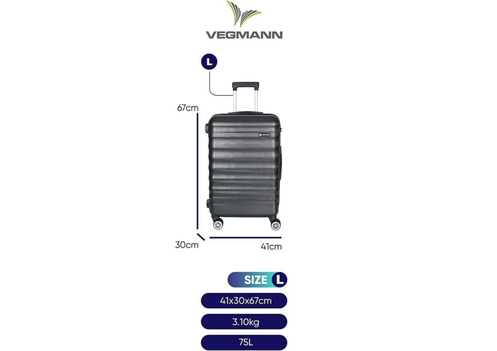 Hartschalenkoffer Trolley Schwarz – M / L / XL / 3er Set – 4 Rollen, ABS
