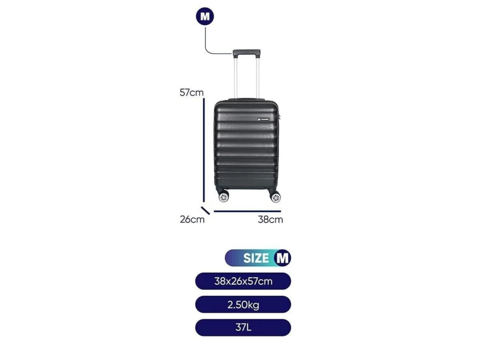 Hartschalenkoffer Trolley Schwarz – M / L / XL / 3er Set – 4 Rollen, ABS