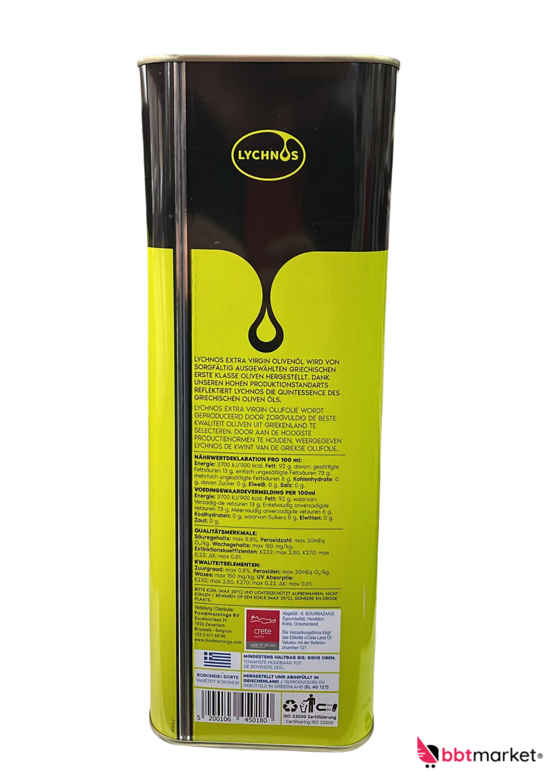 4x5L Lychnos Olivenöl Extra Nativ – Kreta – Kaltgepresst – 1. Pressung 20L
