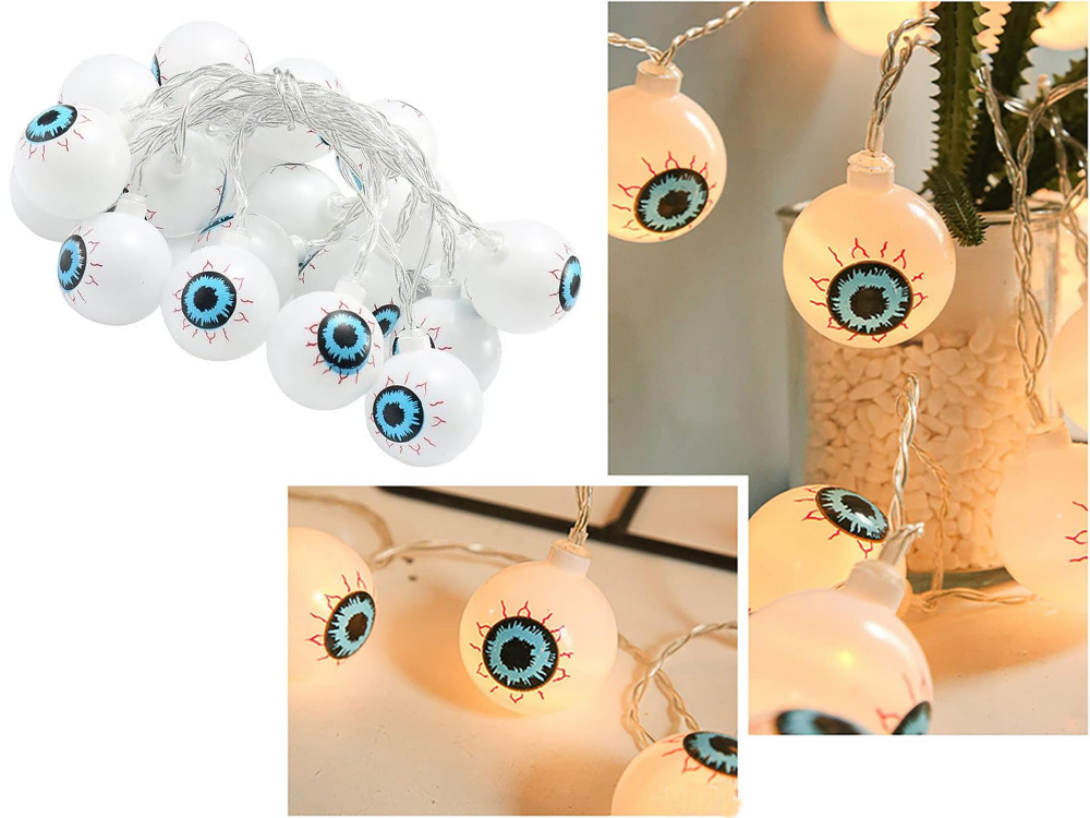 Halloween Augen Lichterkette 👁️ 10 LED Hängend 200cm Batterie Dekoration