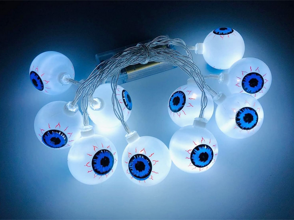 Halloween Augen Lichterkette 👁️ 10 LED Hängend 200cm Batterie Dekoration
