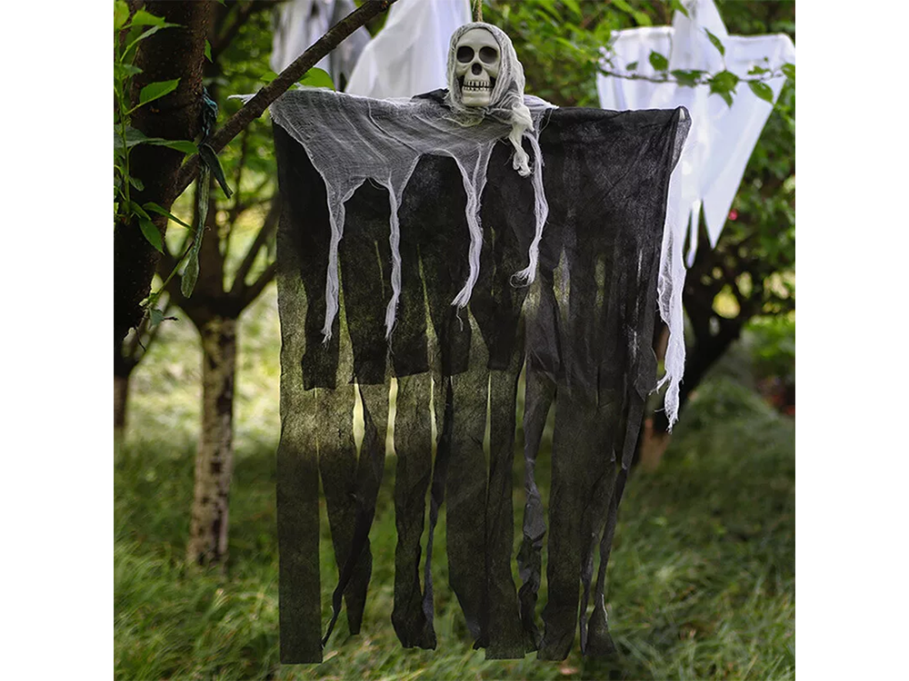 3 x Halloween Deko Hängendes Gespenst Skelett Totenkopf Geist 80cm 🎃👻