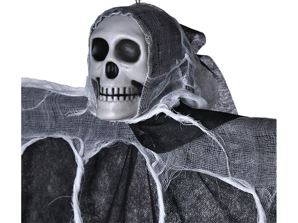 Gruselige Halloween Deko Hängendes Gespenst mit Schädel Tot 80cm 💀🕯
