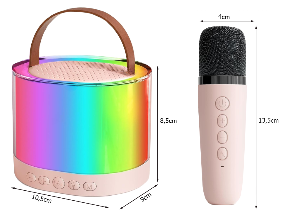 Karaoke Set 2x Drahtlos Mikrofon Bluetooth Lautsprecher Tragbar RGB Partybox