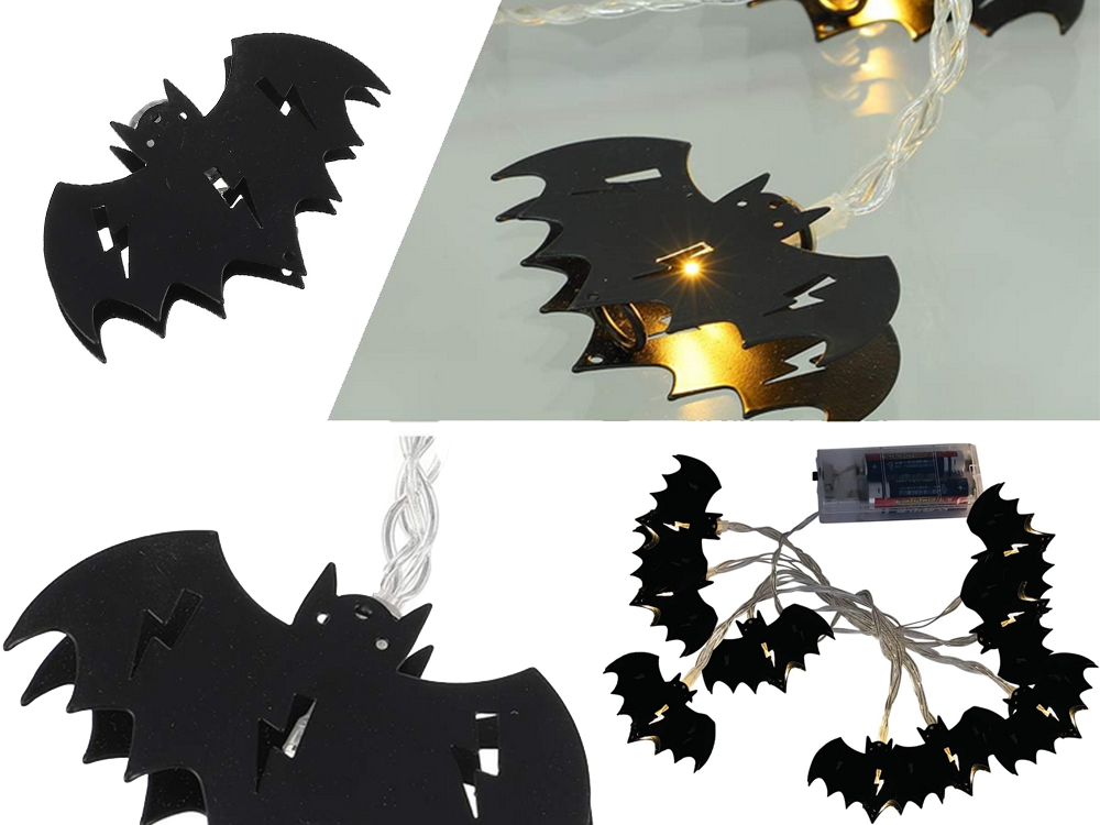 Halloween LED Hängelampe Fledermaus Girlande 200cm Batteriebetrieb