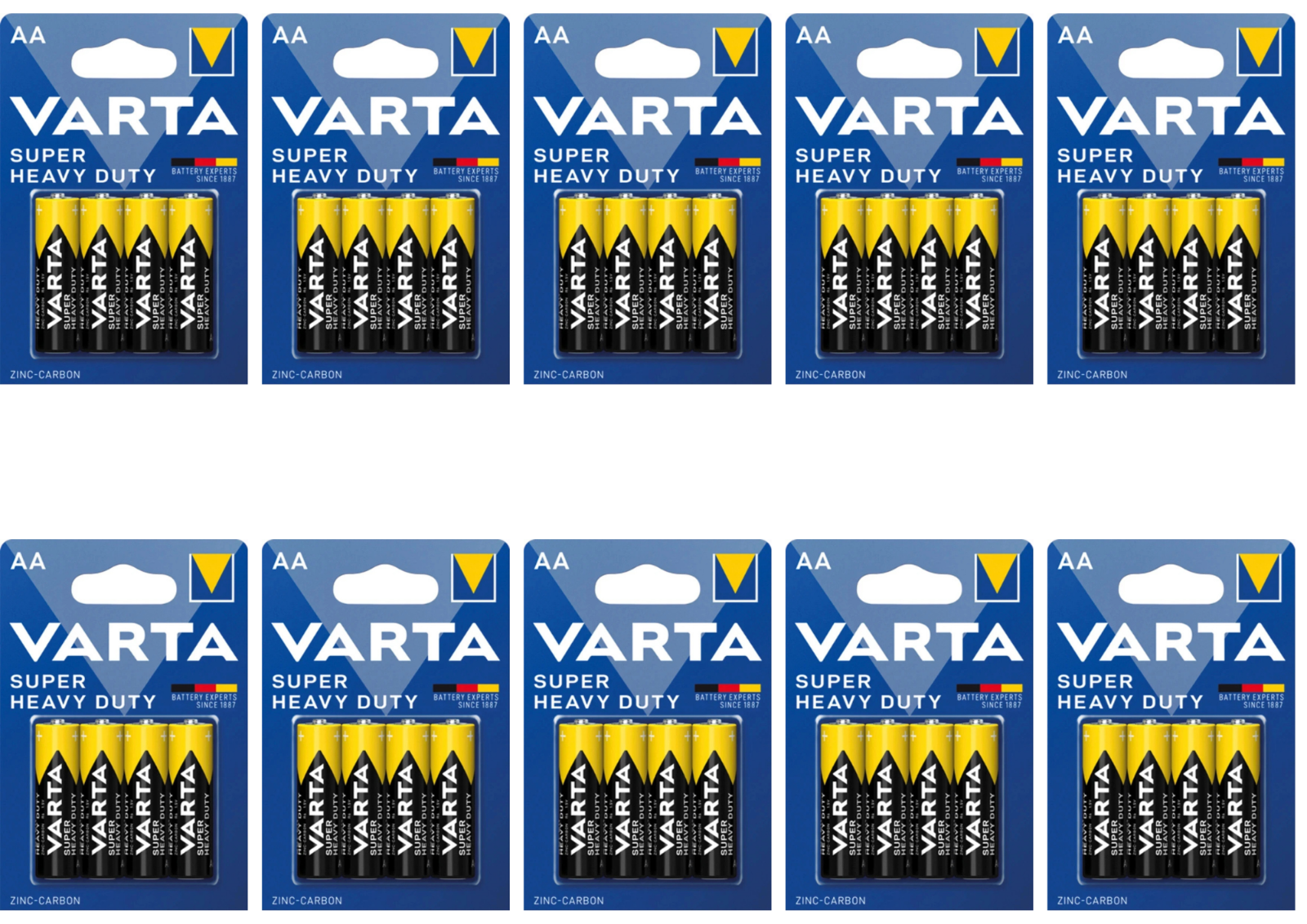 40x Varta SuperLife AA R6 LR6 1,5V Zink-Kohle Batterien Typ2006