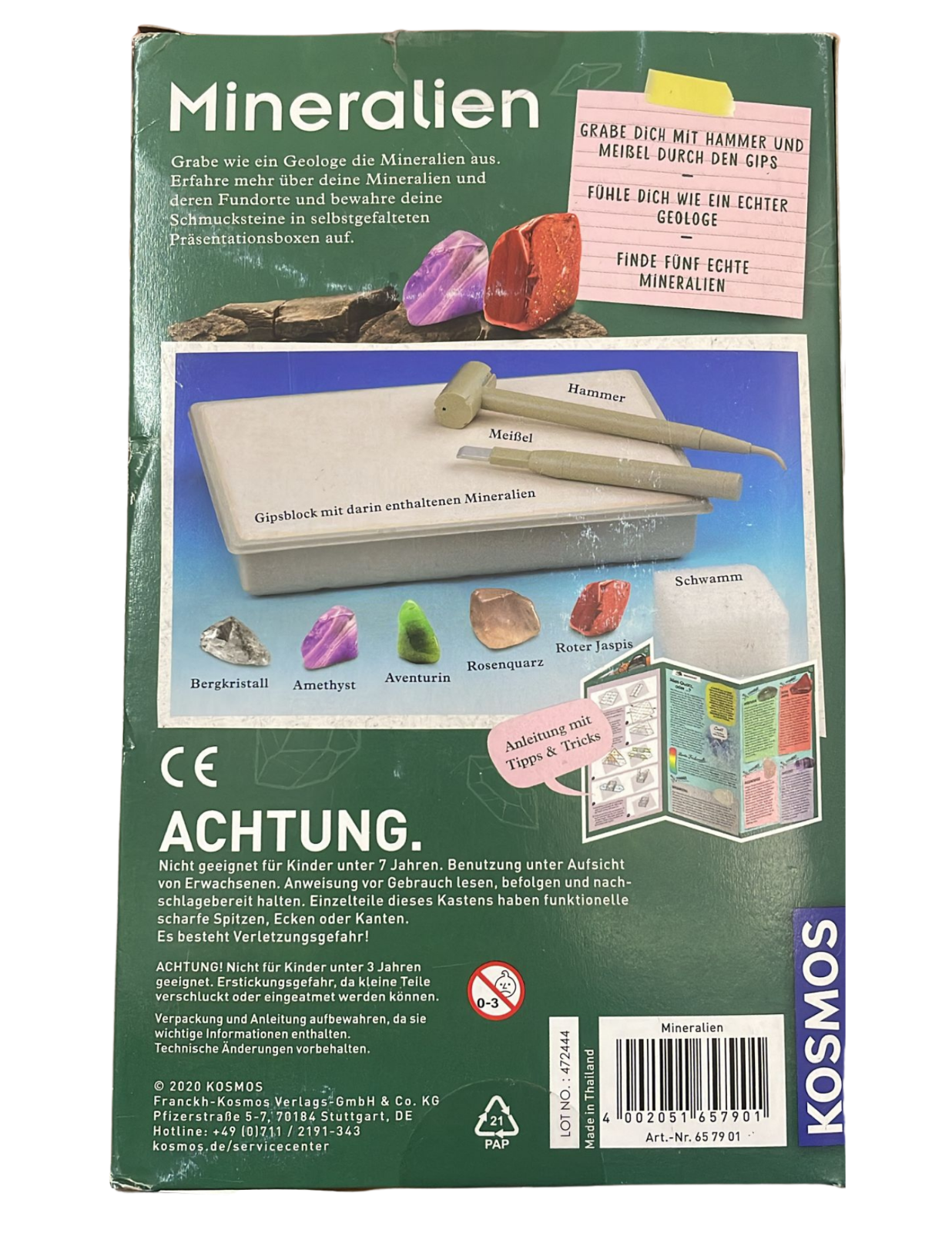 KOSMOS 657901 Mineralien Ausgrabungs-Set Hammer Meißel Geologie Kinder