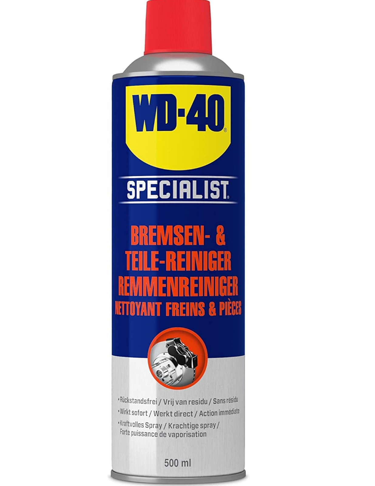 WD-40 Specialist Bremsenreiniger 500ml – Starker Entfetter & Teilereiniger Spray | Entfernt Öl, Fett & Bremsstaub schnell und rückstandsfrei