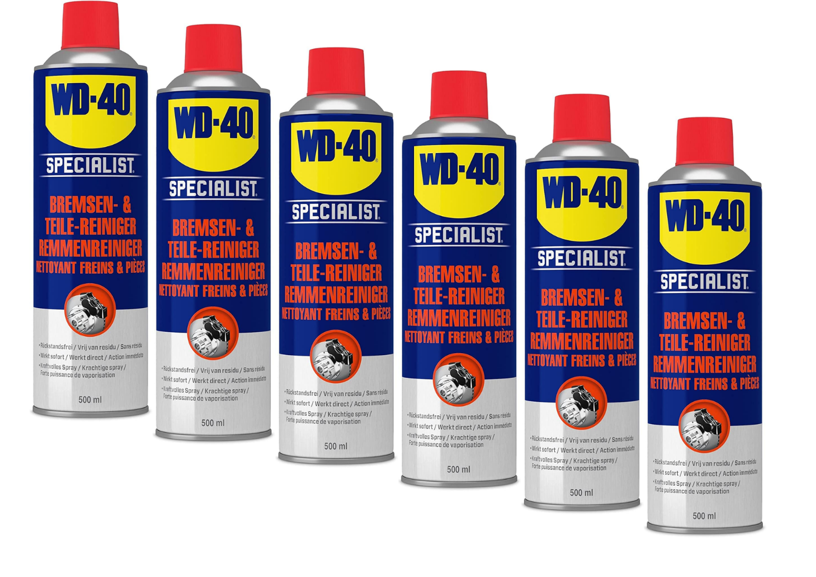 WD-40 Specialist Bremsenreiniger 500ml – Starker Entfetter & Teilereiniger Spray | Entfernt Öl, Fett & Bremsstaub schnell und rückstandsfrei