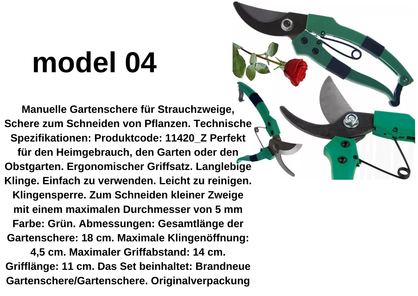 Gartenschere Handschere Pflanzenschere Strauchschere mit Sicherheitsverschluss   5907451356487