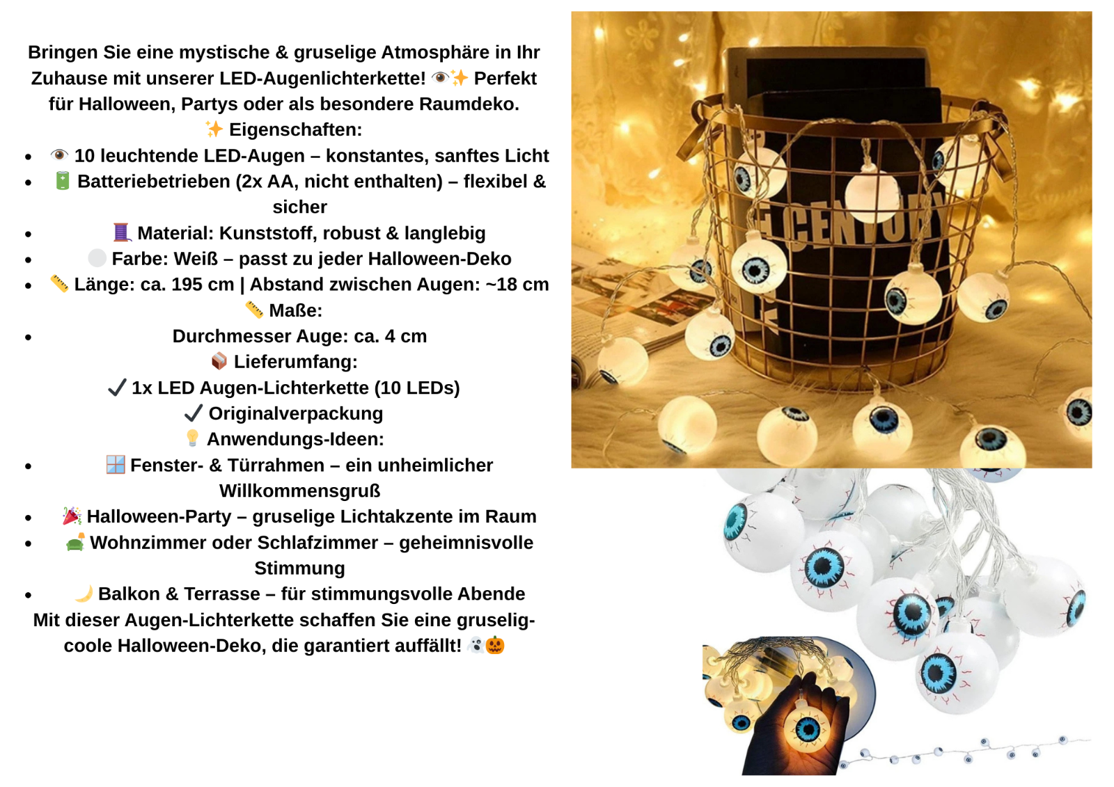 4-tlg Halloween Deko Set 🎃 Komplett Paket für Ihre Halloween Feier
