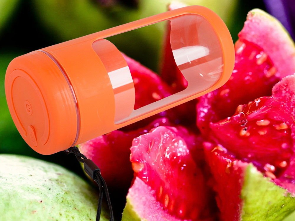 Tragbarer Smoothie Mixer mit USB-Akku – Kabelloser Mini Blender mit 6 Edelstahlklingen & 450 ml Becher für Reisen, Fitness & Büro