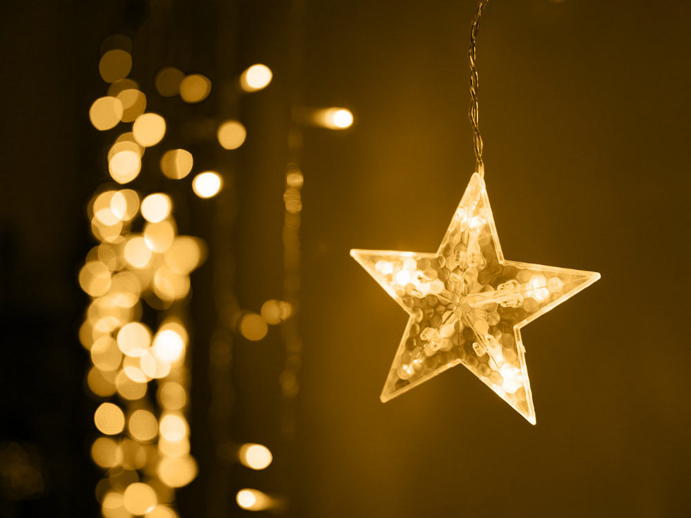 Stern Lichterkette Vorhang 138 LED Warmweiß IP44 Innen/Außen 8 Modi ✨