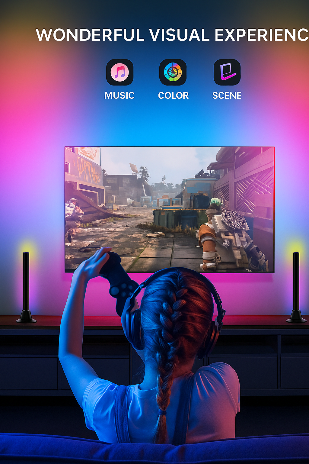 RGB Lightbar TV Hintergrundbeleuchtung Gaming Lampe mit Musik & App 🎮💡