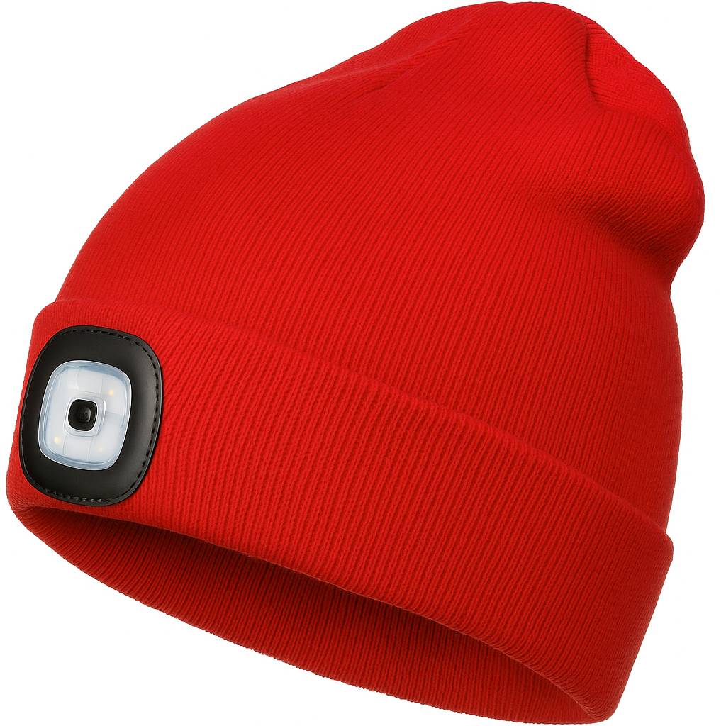LED Strickmütze USB Aufladbar Rot Beanie Wintermütze mit Licht 💡🧢 1 Stück