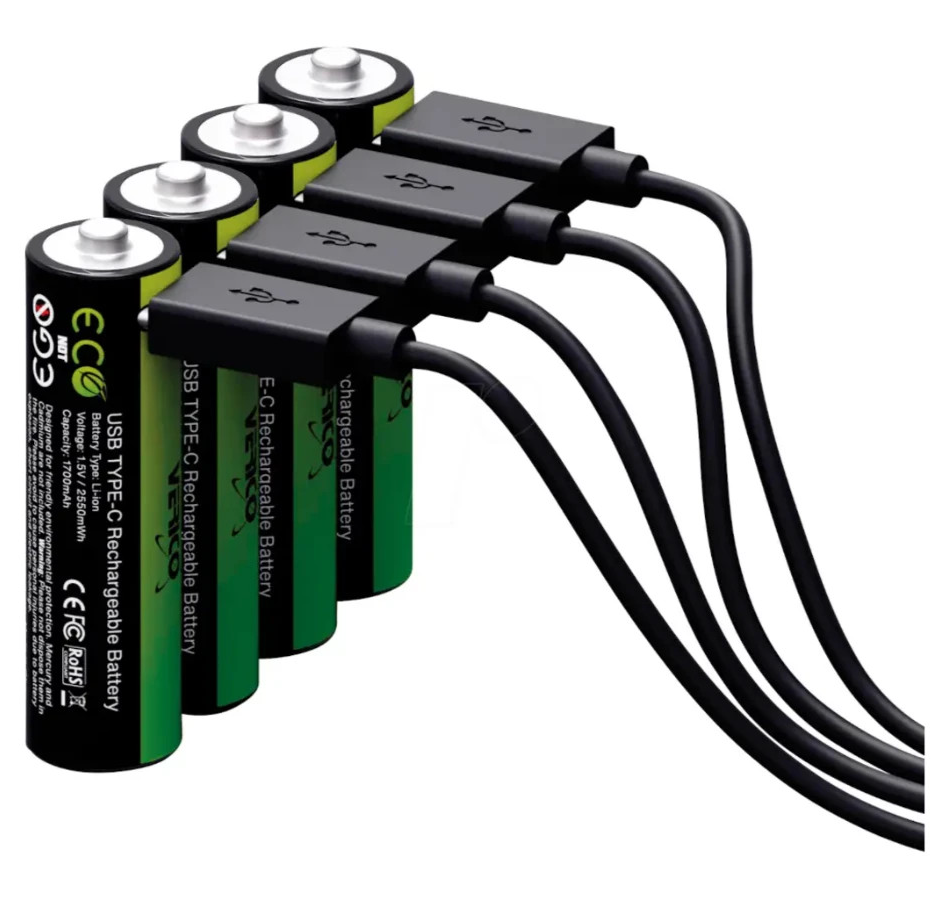Verico USB-C AA Li-Ion Akkus 2550mWh wiederaufladbar 4er-Pack 🔋
